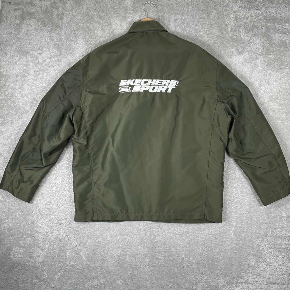 Vintage Skechers Sport Jacket Mens Large Green Embroidered Full Zip USA Made